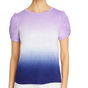 NWT Design History Puff Sleeve Ombre Dip Dye Top